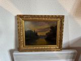 a picture of a painting hanging on a wall above a radiator