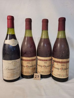 Lot de 4 blles dont 1 blle BEAUNE 1° CRU MOMMESSIN 1989 et 3…