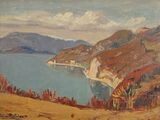une image représentant une peinture d'une vue sur un plan d'eau