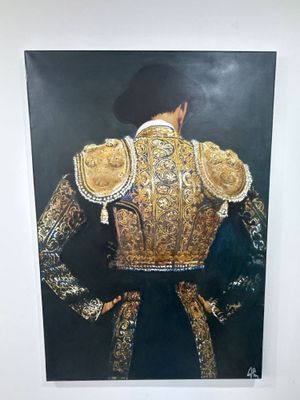 une image représentant un tableau d'un torero vêtu d'une tenue dorée et noire