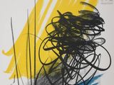 an image of a black and yellow painting on a white background