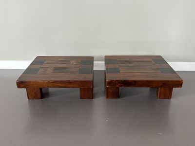 Paire de tables basses de style « mid-century modern », inspirées de Paul Frank, à vendre