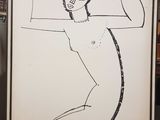 dessin représentant une femme tenant une raquette de tennis sur un tableau blanc