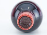 a close up of a wine bottle with a label on it