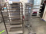 many racks of food on the floor in the kitchen