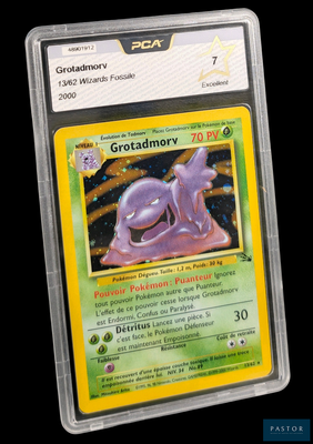 gros plan d'une carte pokemon dans un étui en plastique