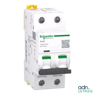 a close up of a miniature circuit breaker on a white background