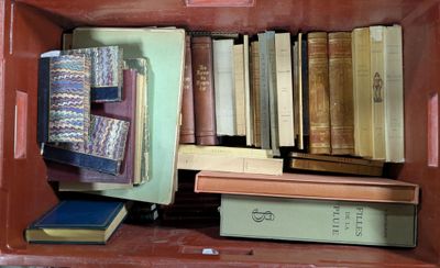 une valise rouge contenant de nombreux livres