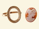 an image of a ring with a picture of a woman and a ring with a picture of a woman