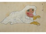 an image of a painting of a man with a white robe and a red nose