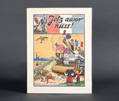 une photo d'une carte postale sur laquelle figure l'image d'un char