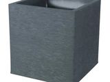 grey square planter with black liners