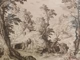 a picture of a drawing of a mountain scene