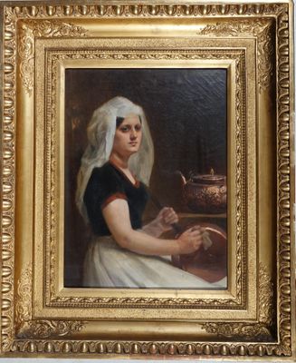 EDOUARD ALEXANDRE SAIN (1830-1910) Jeune-femme aux cuivres, …
