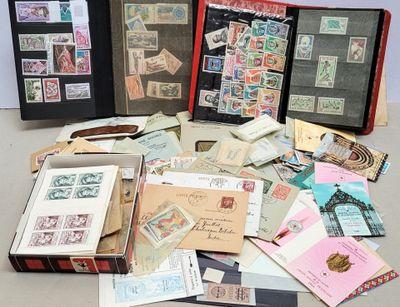 many different types of stamps on a table