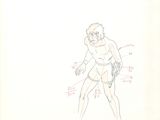 une image représentant un dessin d'un homme tenant une arme à feu