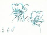 croquis d'un personnage de dessin animé avec un chapeau et un nez