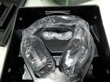 a black box with a pair of headphones in it