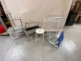 two chairs and a table in a room