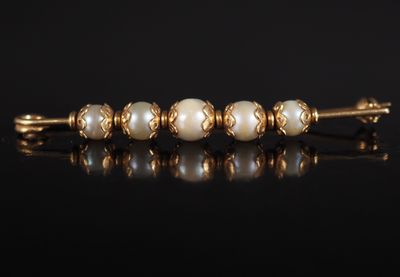 14k yellow gold pearl and diamond bracelet