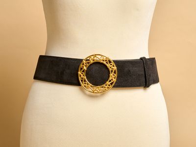 CELINE CIRCA 1990 LARGE CEINTURE en veau velours noir doublé…