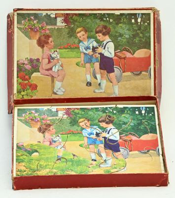 Puzzle en, cartons (20x30cm) milieu du 20ième , sur le thème des enfan - Photo 1