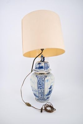 DELFT Pot couvert en faïence en camaïeu de ble, corps de for…