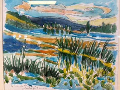 a picture of a watercolor painting of a landscape