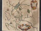 une vieille carte de l'Angleterre traversée par une rivière en son centre