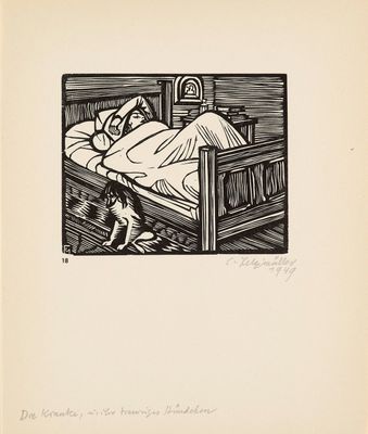 une image représentant le dessin d'une personne allongée dans un lit