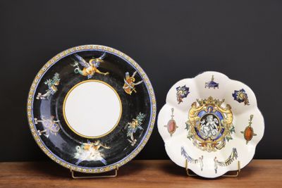 Gien. Assiette creuse et assiette plate en faïence décor Ren…