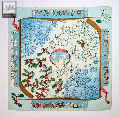 une image représentant une écharpe ornée d'une scène de Noël