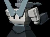 a lego robot that is standing on a black surface