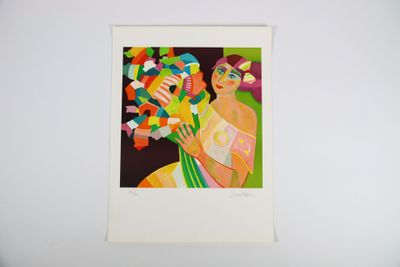 France WAGNER (1955-2011) "Jeune fille au bouquet"