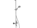 a close up of a shower faucet with a hand shower head