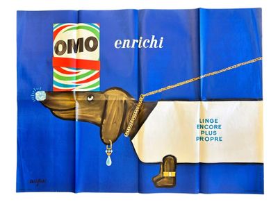 an image of a poster of a dog pulling a can of oil
