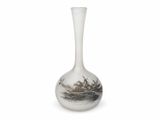 a white vase with a black and white design on it