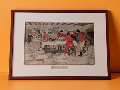 framed picture of a painting of a group of men at a table