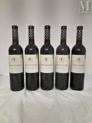 six bottles of wine are lined up on a table