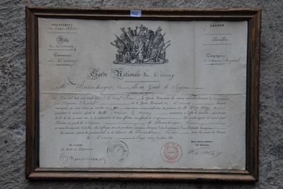 a picture of a certificate on the wall of a building
