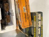 many different types of toy trains on the table