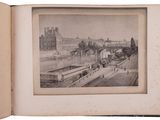 a picture of an old book with a picture of a bridge