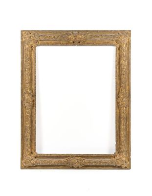 an old gold frame with a white background