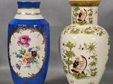 three vases are sitting side by side on a gray surface