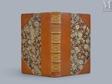 un vieux livre orné d'un motif décoratif
