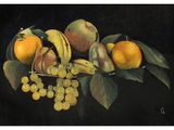 a painting of a bunch of fruit on a table