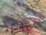 an image of a painting of a person on a skateboard in the air