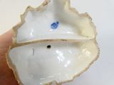 someone is holding a shell with a blue dot on it