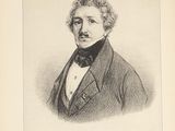 un vieux dessin en noir et blanc représentant un homme en costume et nœud papillon