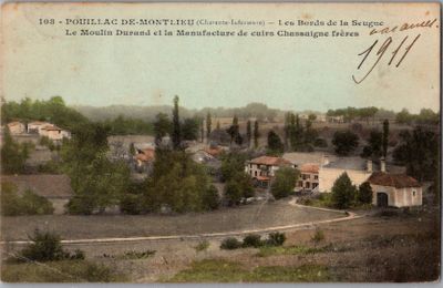 une vieille carte postale représentant une petite ville au cœur du pays
